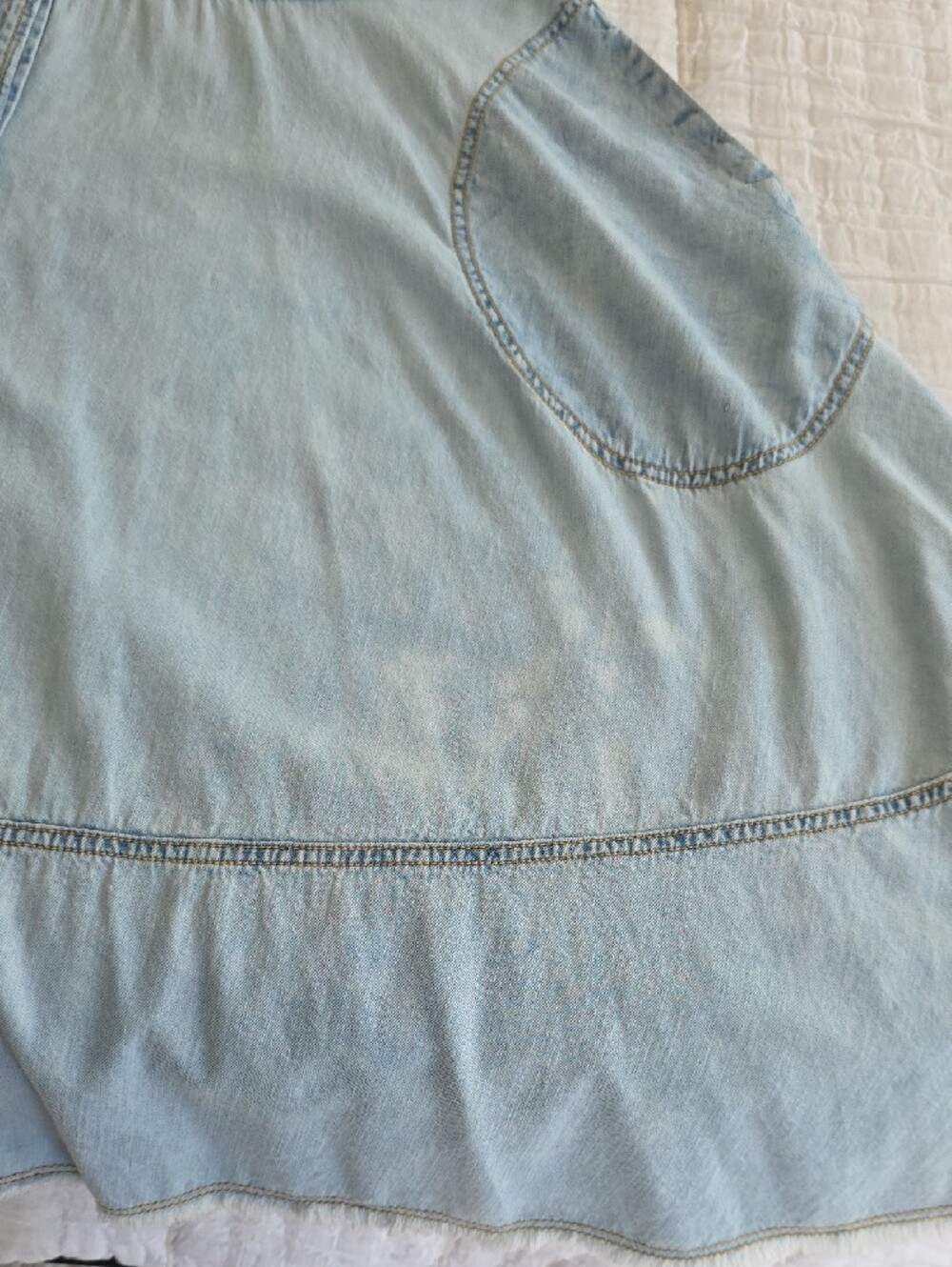 Anthropologie Sleeveless Light Wash Denim Dress - Light Blue - Picture 11 of 11